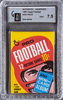 1969 Topps Football 2nd Series Unopened Ten-Cent Wax Pack - GAI NM+ 7.5